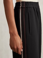 Reiss Black Robyn Petite Side-Stripe Wide-Leg Trousers - Image 4 of 7