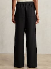 Reiss Black Robyn Petite Side-Stripe Wide-Leg Trousers - Image 5 of 7