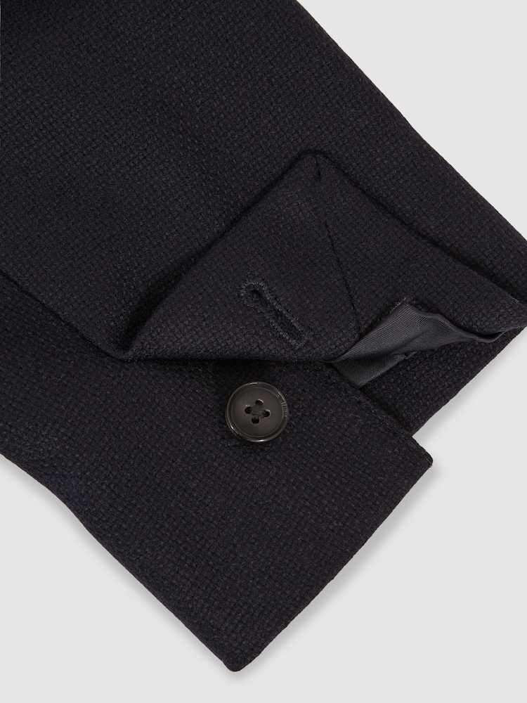 Reiss Navy Gallagher Wool-Blend Single-Breasted Blazer Slim-Fit - Image 7 of 7 Reiss Navy Gallagher Wool-Blend Single-Breasted Blazer Slim-Fit - Image 7 of 7
