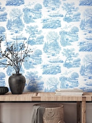 Ohpopsi Cobalt Eve Toile Wallpaper - Image 1 of 2