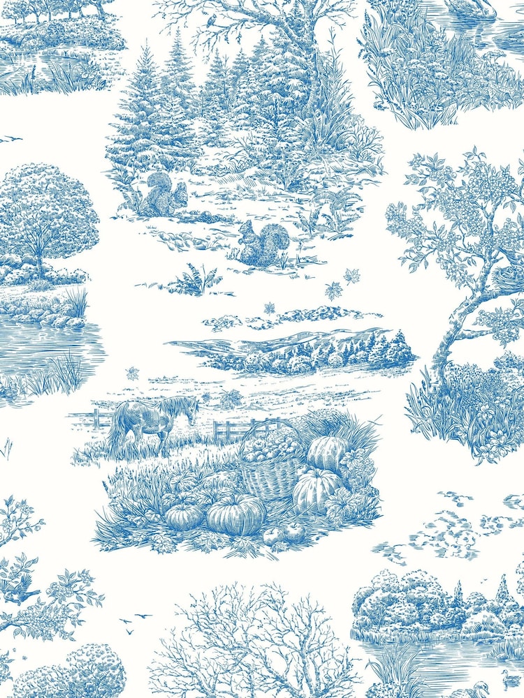 Ohpopsi Cobalt Eve Toile Wallpaper - Image 2 of 2 Ohpopsi Cobalt Eve Toile Wallpaper - Image 2 of 2