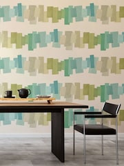 Ohpopsi Pistachio Twist Offset Blocks Wallpaper - Image 1 of 1
