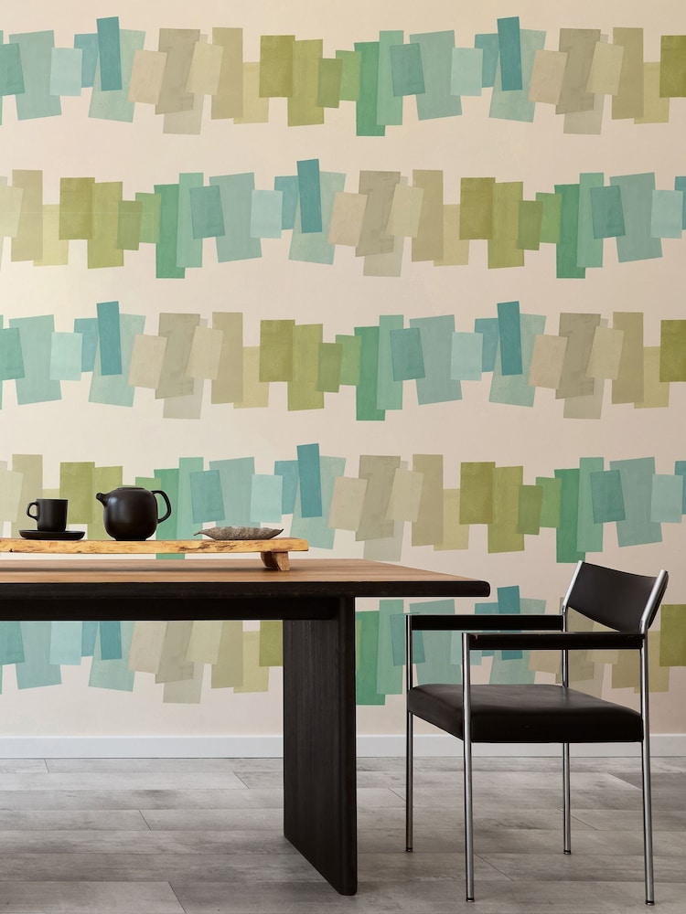 Ohpopsi Pistachio Twist Offset Blocks Wallpaper - Image 1 of 1