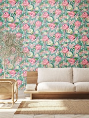Ohpopsi Rose Seafoam Emily Rose Wallpaper - Image 1 of 2