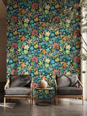 Ohpopsi Teal Corn Lush Leaves Print Wallpaper - Image 1 of 2