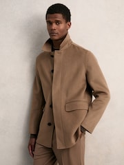 Reiss Brown Tamworth Wool Blend Double Face Button Jacket - Image 3 of 7