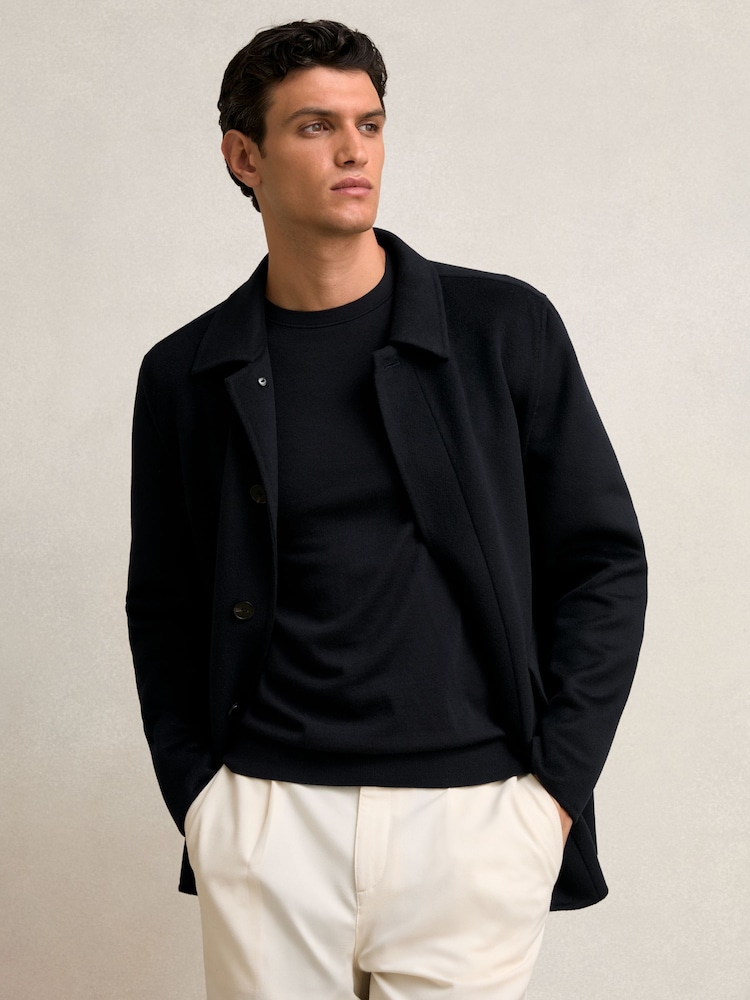 Reiss Navy Tamworth Wool Blend Double Face Button Jacket - Image 1 of 6