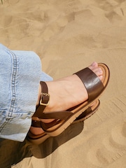 Linzi Brown Nora Two Part Flat Sandals - Image 1 of 5