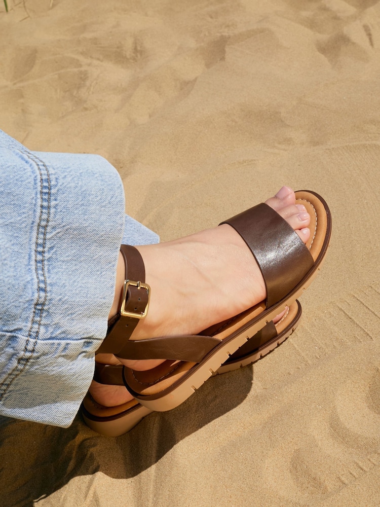 Linzi Brown Nora Two Part Flat Sandals - Image 1 of 5