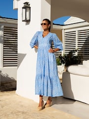 Aspiga Blue Annie Maxi 100% Cotton Dress - Image 3 of 5