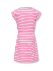 ONLY KIDS Pink Short Sleeve Stripe 100% Cotton Jersey Dress - Image 2 of 2