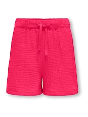 ONLY KIDS Pink Textured Tie Front Shorts - Imagen 1 de 3