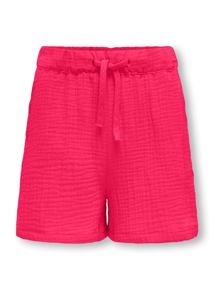 ONLY KIDS Pink Textured Tie Front Shorts - Imagen 1 de 3