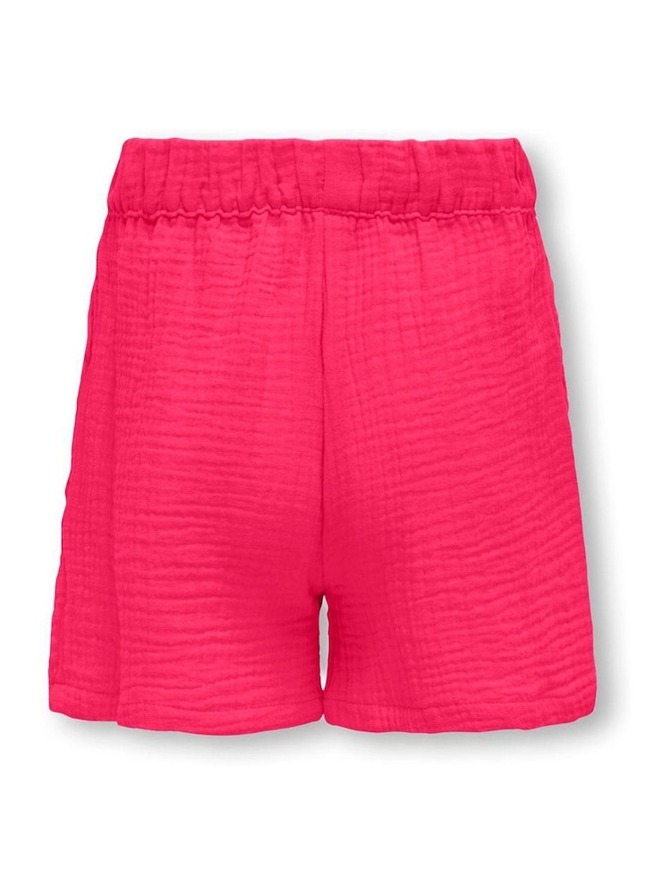 ONLY KIDS Pink Textured Tie Front Shorts - Imagen 2 de 3