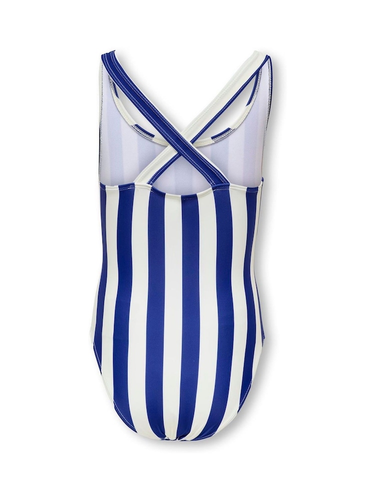 ONLY KIDS Blue Rebel Club Stripe Slogan Swimsuit - Image 2 of 3