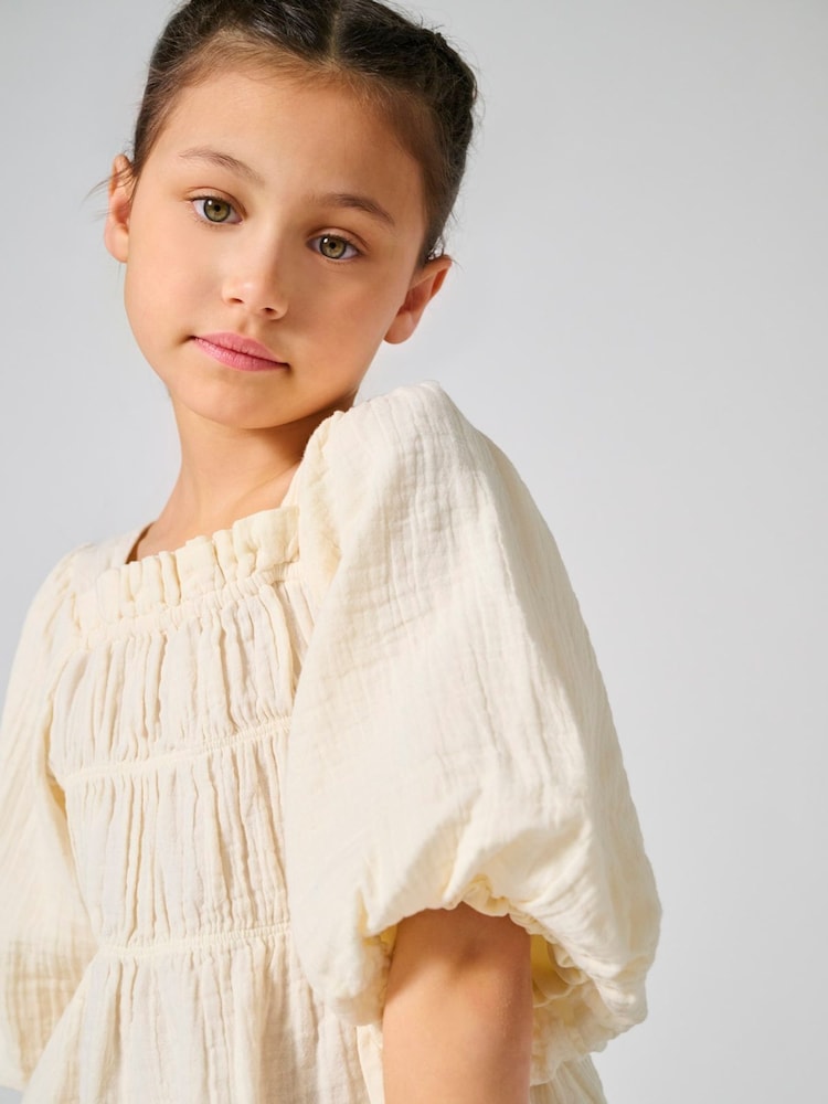 ONLY KIDS Pink Short Sleeve Puff Sleeve Blouse - Image 1 of 1