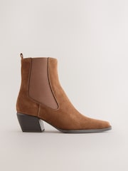Tan Brown Standard/Wide Fit Chelsea Style Western Cowboy Boots - Image 1 of 5