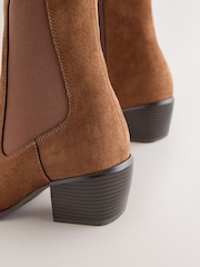 Tan Brown Standard/Wide Fit Chelsea Style Western Cowboy Boots - Image 5 of 5