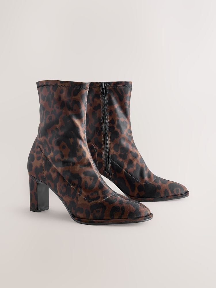 Leopard Print Standard/Wide Fit Forever Comfort® Round Toe Sock Boots - Image 1 of 5