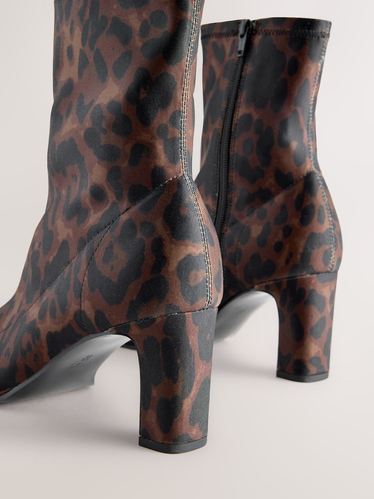 Leopard Print Standard/Wide Fit Forever Comfort® Round Toe Sock Boots - Image 5 of 5