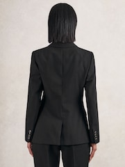 Reiss Black Lia Petite Wool-Blend Double-Breasted Blazer - Image 5 of 7