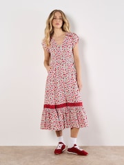 Apricot White Floral Anthology Button Midi Dress - Image 1 of 4