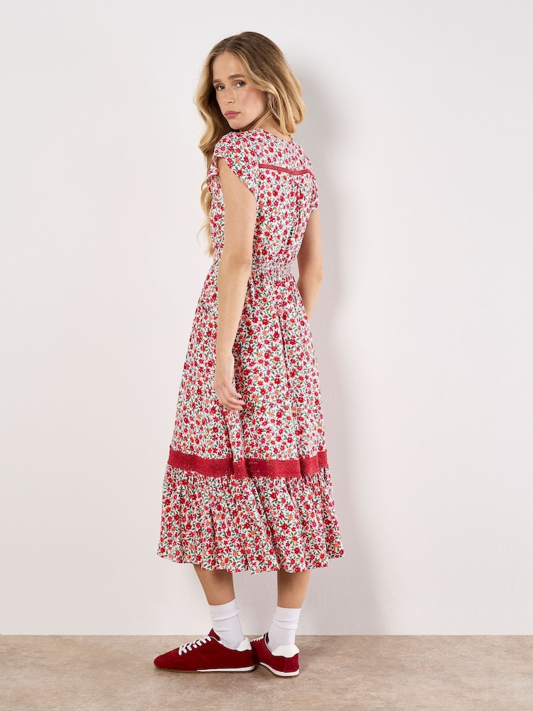 Apricot White Floral Anthology Button Midi Dress - Image 2 of 4
