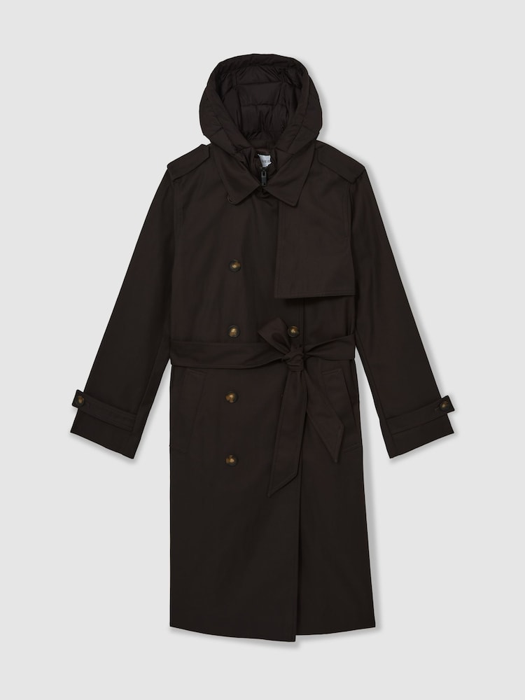 Reiss Azura Double Breasted Hooded Insert Trench Coat - Imagen 2 de 8