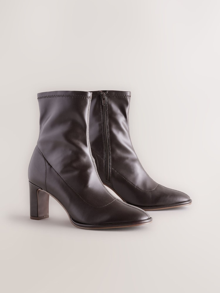 Chocolate Brown Standard/Wide Fit Forever Comfort® Round Toe Sock Boots - Image 1 of 5