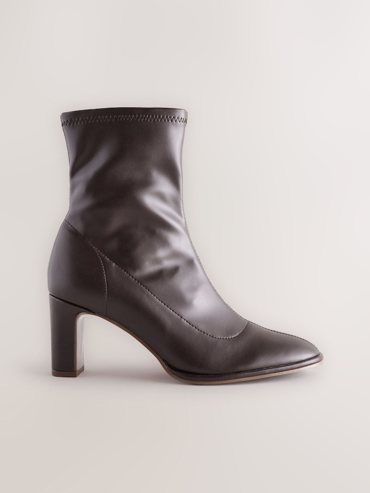Chocolate Brown Standard/Wide Fit Forever Comfort® Round Toe Sock Boots - Image 2 of 5