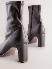 Chocolate Brown Standard/Wide Fit Forever Comfort® Round Toe Sock Boots - Image 4 of 5