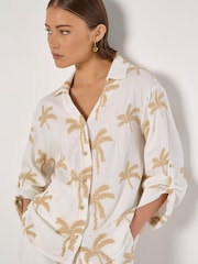 Apricot Cream Embroidered Palm Shirt - Image 1 of 4