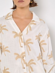 Apricot Cream Embroidered Palm Shirt - Image 3 of 4