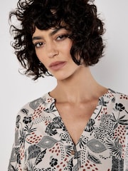 Apricot Grey Smocked Waist Print Dress - Image 5 of 5