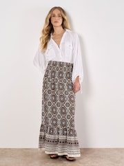 Apricot Brown Batik Kaleidoscope Border Skirt - Image 4 of 4