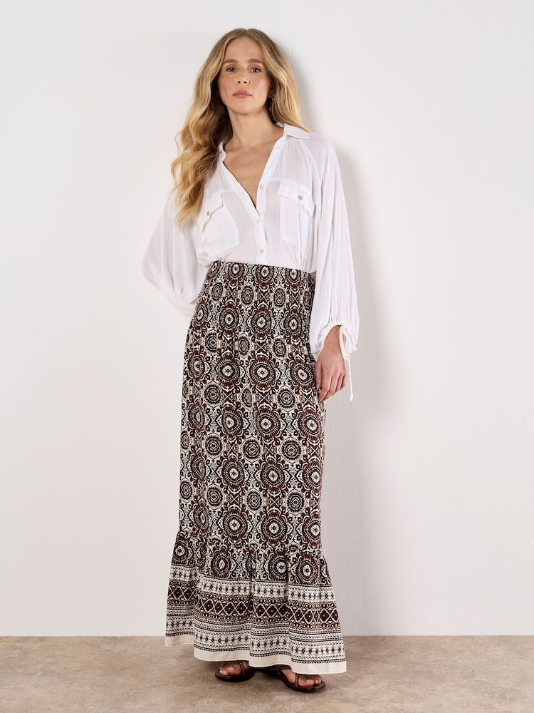 Apricot Brown Batik Kaleidoscope Border Skirt - Image 4 of 4