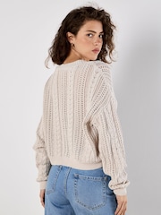 Apricot Natural Button Through Crochet Cardigan - Image 4 of 4