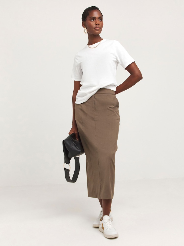 JD Williams Natural Textured A-Line Maxi Skirt - Image 1 of 4