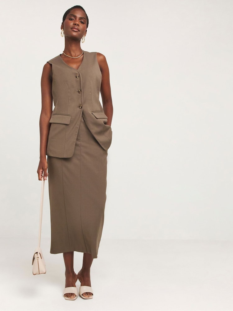 JD Williams Natural Textured A-Line Maxi Skirt - Image 2 of 4