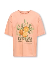 ONLY KIDS Oversized Pink Graphic Print T-Shirt - Image 1 of 4