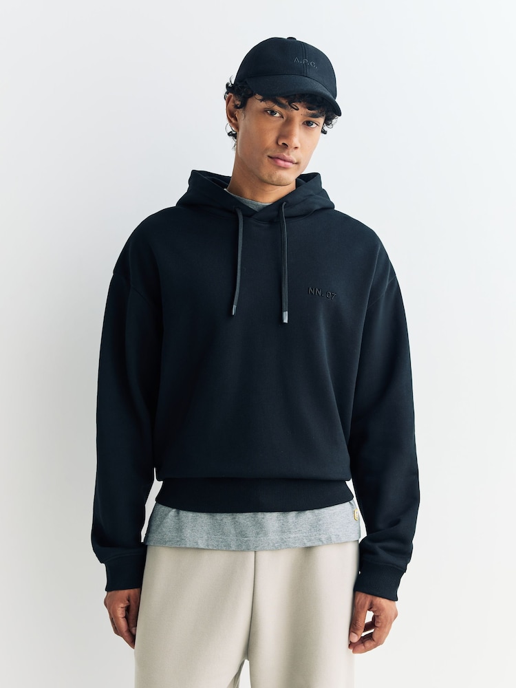 NN.07 Black David Logo Hoodie - Image 1 of 5