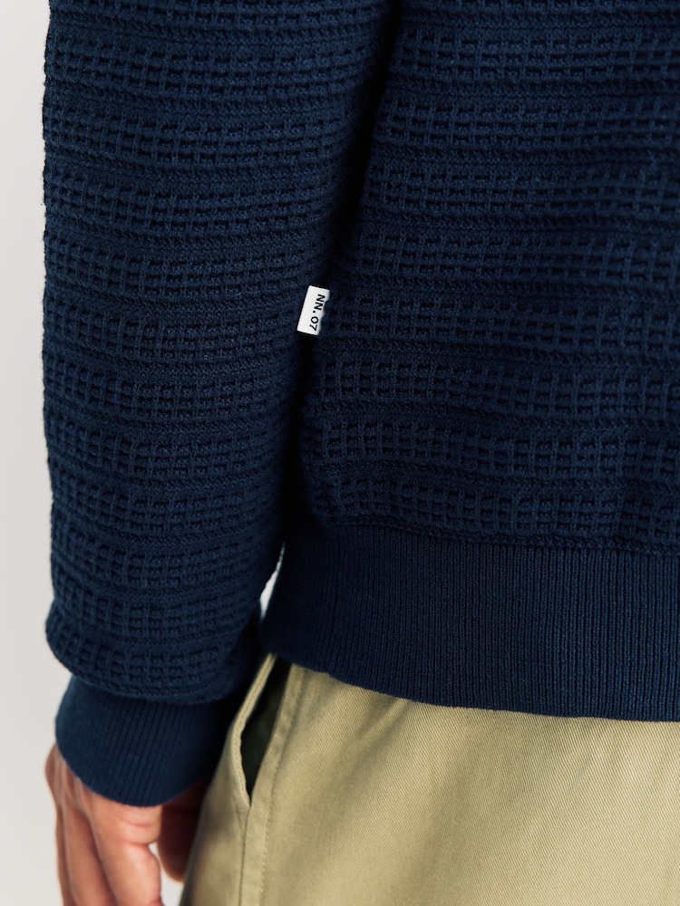 NN.07 Blue Gustav Long Sleeve ZIp Cardigan - Image 5 of 5