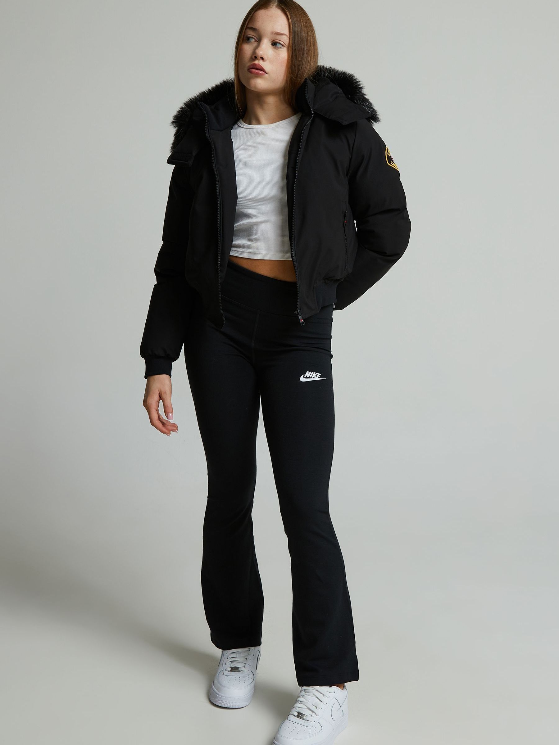 Buy Zavetti Canada Girls Arabella Hooded Bomber Black Jacket from