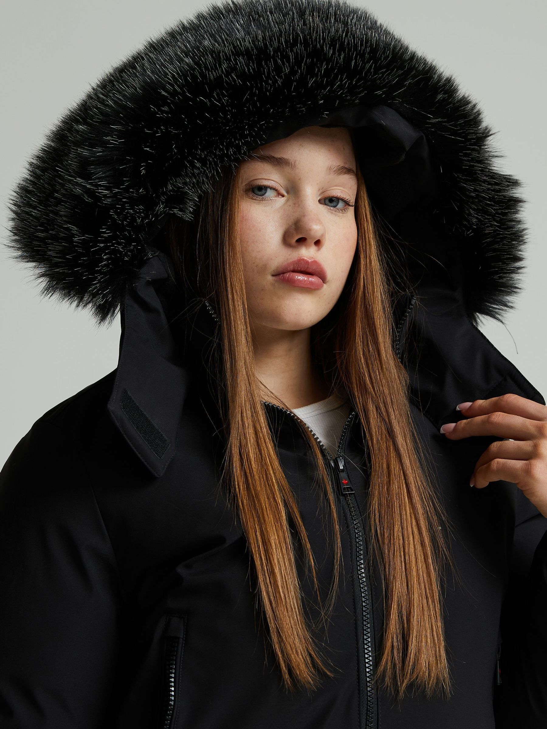 Buy Zavetti Canada Girls Arabella Hooded Bomber Black Jacket from