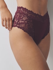 Berry Red High Rise High Leg Ultimate Comfort Lace Knickers - Image 2 of 9