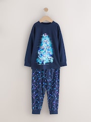 Navy Single Jogger Xmas Pyjamas (5-16yrs) - Image 1 of 4