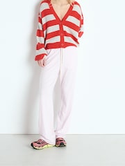 American Vintage Red Raxow Long Sleeve V-Neck Stripe Cardigan - Imagen 5 de 6