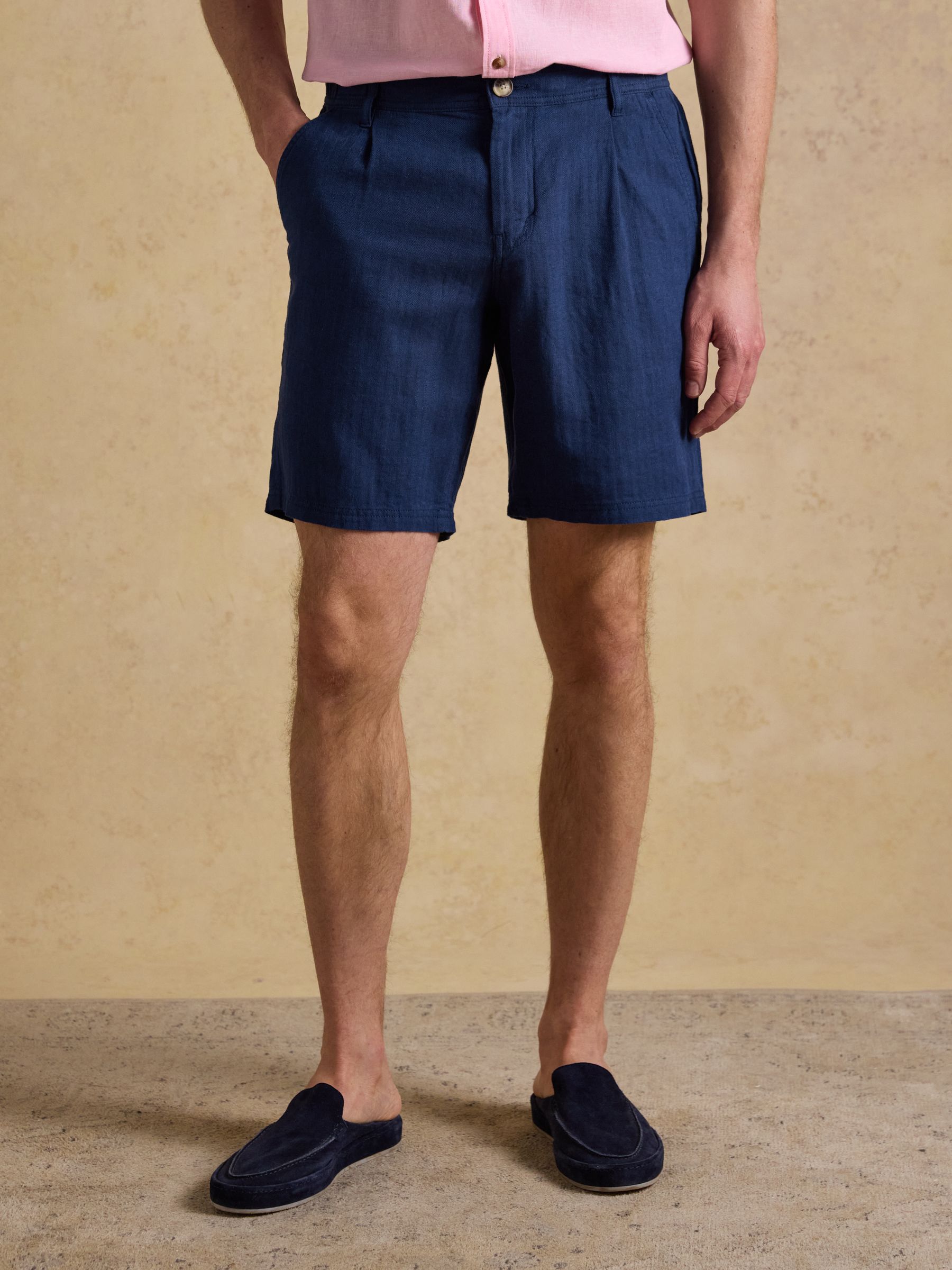 Joules Men's Linen Blend Shorts Dark Blue Size 30