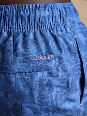 Joules Overton Blue Scene Printed Rugby Style Swim Shorts - Image 7 of 8