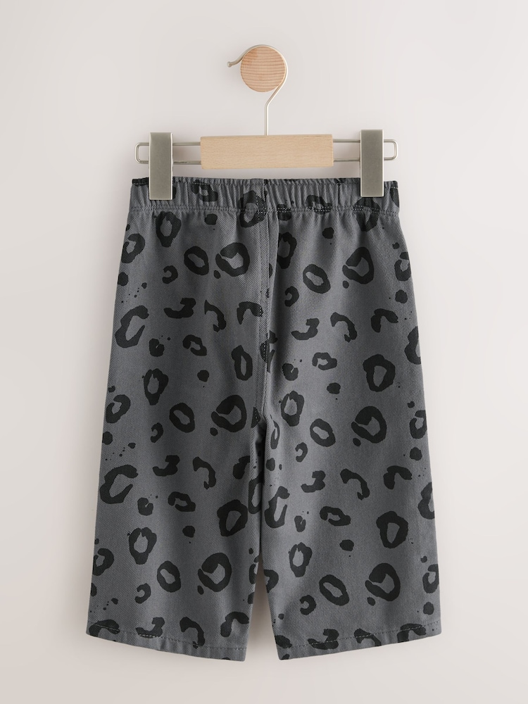 Charcoal Grey Leopard Print Pull On Wide Trousers (3mths-7yrs) - Image 2 of 4